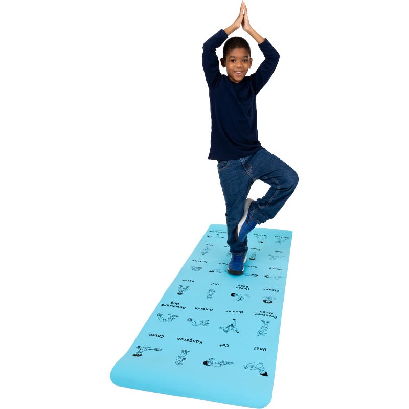 Really Good Stuff Kids Yoga Mat with 24 Illustrated Poses â€“ Safe, Zero-Phthalate â€“ 5mm Thick, Non-Slip, Soft Exercise Mat for Kids, Teens, Toddlers (68â€ x 24â€) Perfect For Home And Classroom - Image 3